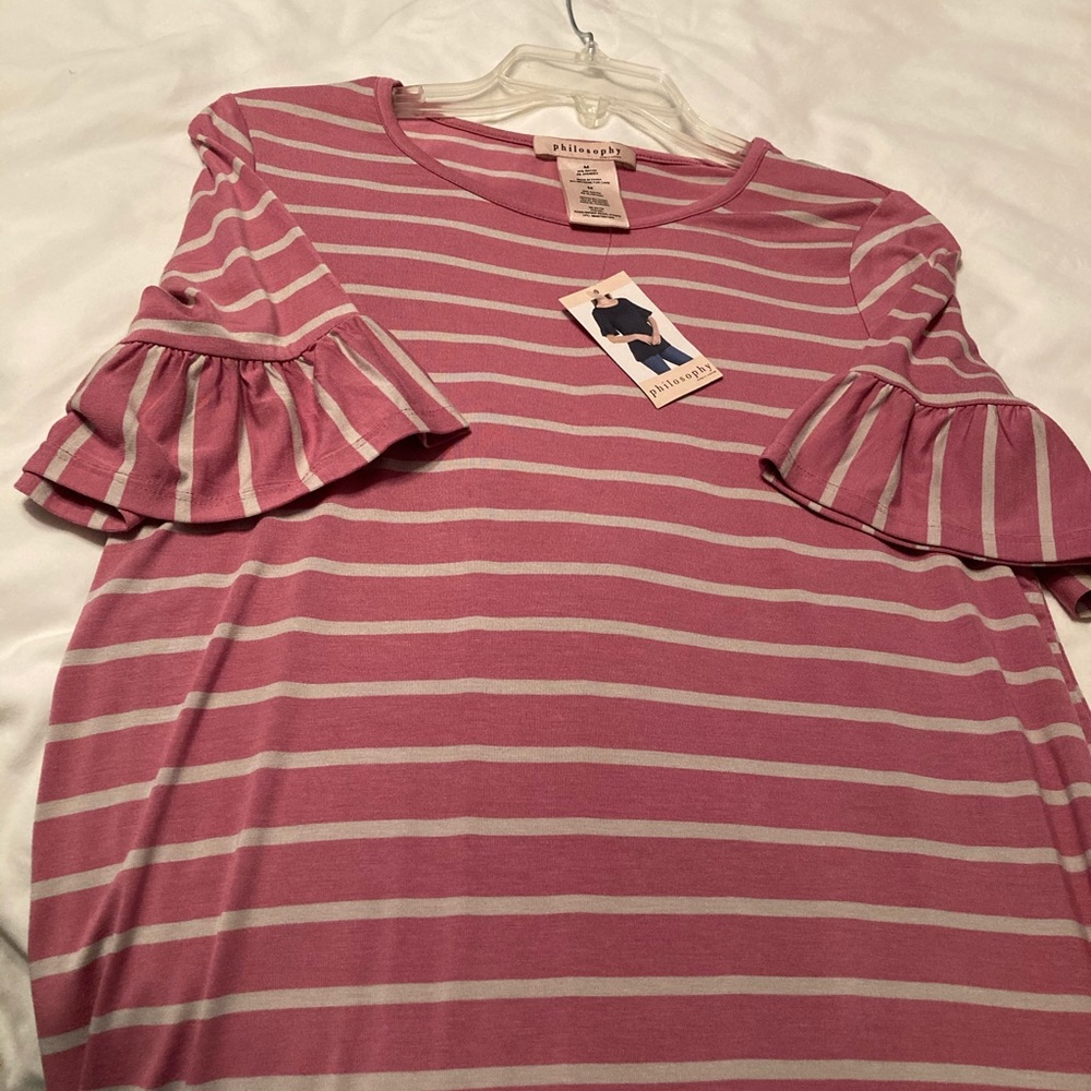 NWT Philosophy Ruffle Sleeve Tee - Picture 5 of 7